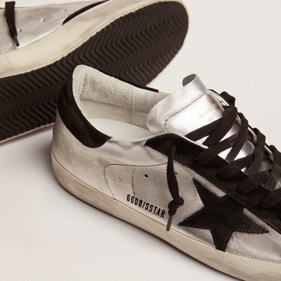 Golden Goose Superstar Sneakers Round Toe Lace Up Low Top Leather in Silver - Picture 4 of 15